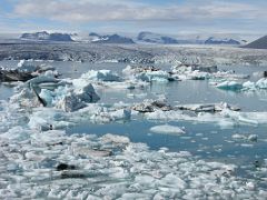 
The 200m-deep Jkulsrln lagoon is crammed with beautiful floating luminous blue icebergs calved from the glacier Breidamerkurjokull.
